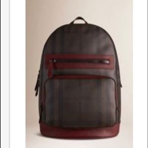 Burburry London Check Backpack Deep Burgundy